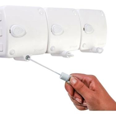 Imagem de Varal Retrátil Automático, 6 Metros, Suporta 6 kg por Corda, Sistema de Mola com Trava