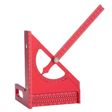 Imagem de Depisuta Régua de medição multiangular 3D, régua triangular de meia-esquadria de liga de alumínio, ajustável de 0 a 180 graus, esquadro de carpinteiro de alta precisão (Vermelho)