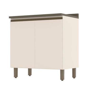 Imagem de Balcão 2 Portas 80cm com Tampo Connect - Móveis Henn Off White/Duna