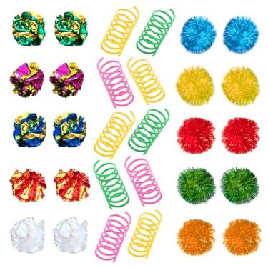 Imagem de SunGrow Pacote variado de brinquedos para gatos, entretenimento felino para gatos em ambientes internos, leve, colorido, brinquedos de perseguição interativos para animais de estimação, ferramenta de