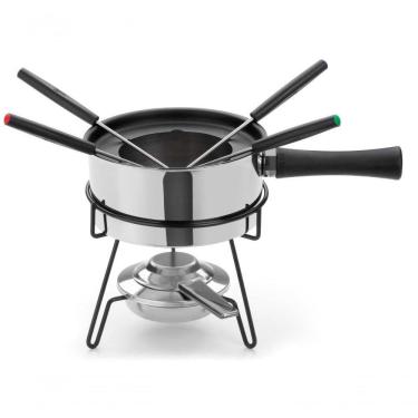 Imagem de Aparelho De Fondue 9 Peças Panela De Aço Inox 1 Litro Para Carne Conjunto Serviço Kit óleo