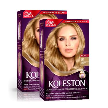 Imagem de Kit 2 Tintura Creme Koleston Wella Louro Cinza Claro 81