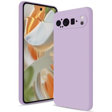 Imagem de Btstring Capa para Google Pixel 9 Pro, capa de silicone macio com proteção de câmera atualizada, capa fina à prova de choque com forro de microfibra antiarranhões, roxa