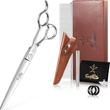 Imagem de Fengliren Tesoura profissional de alta qualidade para cuidados com cães de 19 cm extremamente afiada feita de liga de aço inoxidável à mão para tosador de cães e gatos