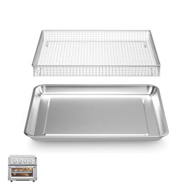 Imagem de Cesta e bandeja de aço inoxidável, compatível com Cuisinart TOA-60 TOA-65 TOA-70 Toaster Air Fryer forno de convecção
