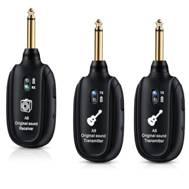 Imagem de WENTELMUSIC Sistema Transmissor E Receptor Sem Fio Para Guitarra A8, Recarregável De 2,4 Ghz, Áudio De 24 Bits/48 Khz, Baixa Latência <4 Ms Para Guitarra Elétrica E Baixo, Transmissor E Receptor De