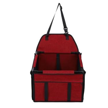 Imagem de HEEPDD Assento de Carro para Cães, Transportadora Portátil de Pets, Vermelho, Oxford PVC Impermeável, 39x39x27cm, Dobrável, para Viagens