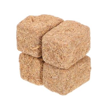 Imagem de HANABASS 4 peças de mini fardos de feno, estatueta em miniatura de feno de palha falsa para decoração, casa de bonecas, artesanato falso para colheita de outono (2,9 x 2,7 x 0,8 polegadas)