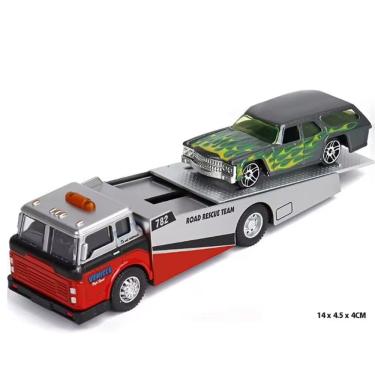 Imagem de Carrinho Reboque Caminhão Die Cast Guincho Baú Metal 1:64