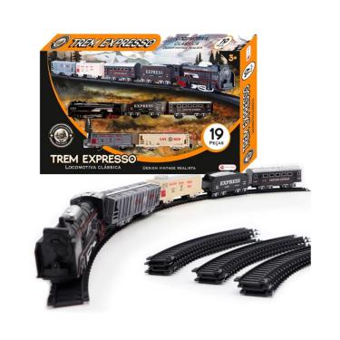 Imagem de Trem Expresso Locomotiva Clássica 19 Pcs - Shiny Toys