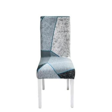 Imagem de Conjunto de capas para cadeiras ajustáveis, 1 peça, sala de jantar, elásticas, elastano, capas para assento, removível, encosto alto (tamanho 1 peça/cor 9)