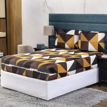 Imagem de Capa de Colchão Solteiro 25cm + Fronha Protetor com Zíper Malha Estamp