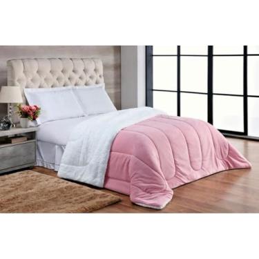 Imagem de Coberdrom Casal Queen Dupla Face Sherpa Pele de Carneiro – Edredom e Cobertor em Um Só, Macio e Aconchegante(Rosê)