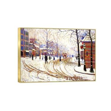 Imagem de Pintura famosa de arte de parede em tela para decoração de casa - Snow Boulevard - Pôster e impressões douradas para sala de estar 70 x 100 cm 27 x 39 pol