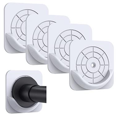 Imagem de Vidafelic Suportes adesivos para varão de cortina de chuveiro, pacote com 4 suportes para parede, retentor de haste de tensão de cortina de banheiro, varão, impermeável (haste não incluída)