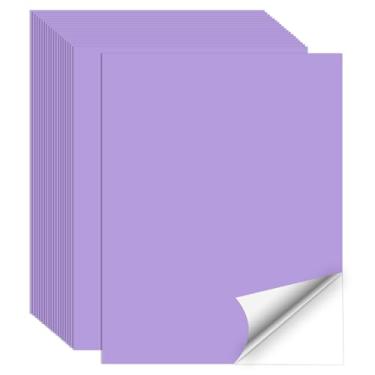 Imagem de Papel adesivo imprimível, 20 folhas de papel adesivo impresso roxo, impressão a laser/jato de tinta - roxo fosco, tamanho carta (21,6 cm x 28 cm)