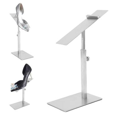 Imagem de AYNEFY Rack de Exibição de Sapatos Ajustável, Aço Inoxidável Salto Alto Porta -armazenamento Lojas Home Lojas Riser Sandals Metal Tênis Sapatos Exibição para Lojas de Calçados de