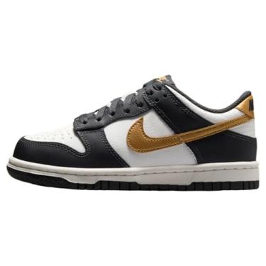 Imagem de Nike Tênis infantil Dunk Low (HJ9282-100, branco/marrom claro/bordô), Summit branco/antracite/ouro metálico, 5 Big Kid