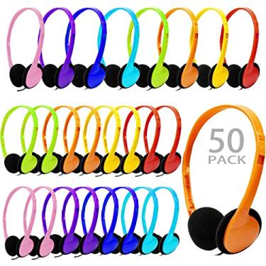 Imagem de CN-Outlet Fones de ouvido para sala de aula, pacote com 50 unidades, multicoloridos, para estudantes, crianças, crianças, meninos, meninas, adolescentes e adultos (pacote com 50)