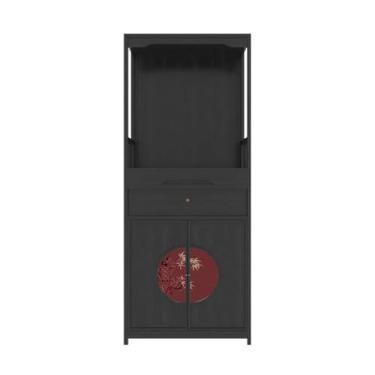 Imagem de Prateleira de altar budista Novo estilo chinês com mesa de oferta de riqueza de porta, armário vertical do santuário de Buda