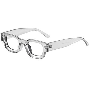 Imagem de AIEYEZO Óculos de sol retangulares grossos modernos para mulheres e homens anos 90, retrô, grosso, quadrado, polarizado, proteção UV400, Z4 Óculos de luz azul/cinza claro, MM