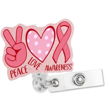 Imagem de Sixrip Carretel de crachá de enfermeira de parto e parto, engraçado retrátil com clipe de tubarão, presente para enfermeira médica de parto e parto, dia mundial de conscientização do câncer de mama e