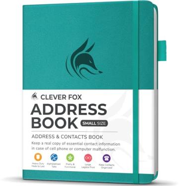 Imagem de Clever Fox Livro de endereços com abas alfabéticas – telefone de couro PU e agenda de endereços para manter contatos seguros, diário organizador de contatos, tamanho pequeno (10 cm x 14 cm), capa