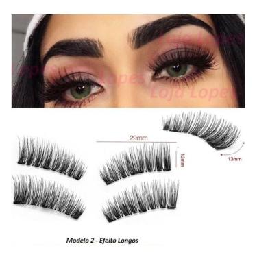 Imagem de Cílios Postiços Sem Cola Magnéticos 3 Imãs Olho Inteiro 1 Par ( 4 peça