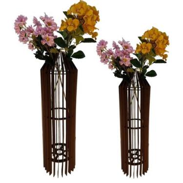 Imagem de Vaso de Chão Decorativo Grande MDF PENEDO - LENOBRE, Preto, Kit com 2 