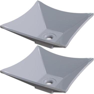 Imagem de Kit 02 Cubas de Apoio Quadrada Lux Para Banheiro Lavabo C01 L30 Cinza 