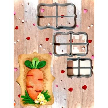 Imagem de KC11 Kit com 3 cortadores MOLDURA confeitaria pasta americana - confei