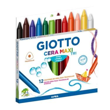 Imagem de GIOTTO Cera Maxi Tri, Giz de Cera Triangular Estojo com 12 Cores