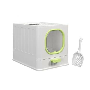 Imagem de Caixa de areia para gatos Caixa de areia para gatos totalmente fechada vaso sanitário para gatos com porta, vaso sanitário grande para gatos com colher, caixas de areia para casa de gatinho