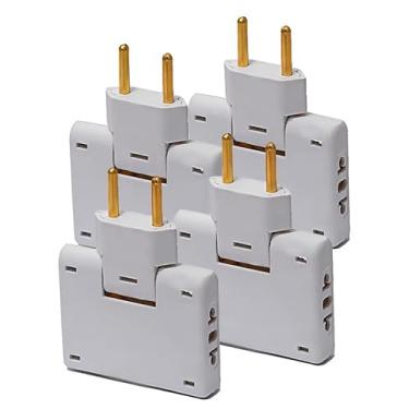 Imagem de KIT com 4 Adaptadores De Tomada Benjamin formato em "T" Dobravel e Articulável 90 Graus proteja os cabos de seus eletrônicos.