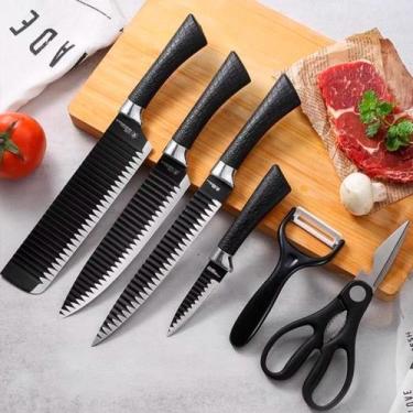 Imagem de Kit 6 Peças Facas Gourmet Antiaderente Churrasco Cozinha - Relet