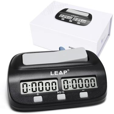 Imagem de LEAP Chess Clock Digital Chess Timer Professional for Board Games Players Count Up/Down Timer with Alarm Function Black (Official Store)
