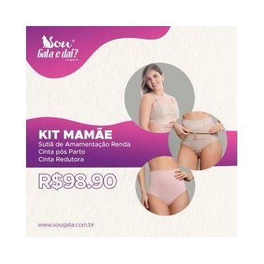 Imagem de Kit Mamãe - Sutiã de Amamentação Renda, Cinta pós Parto, Cinta Redutor