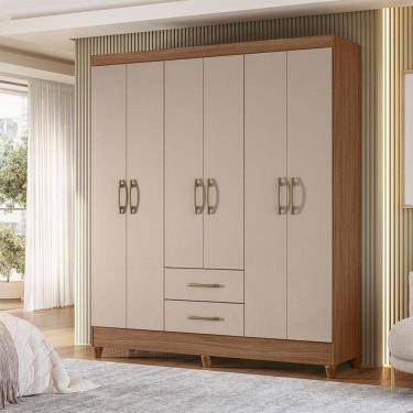 Imagem de Guarda Roupa Casal Ambiente Panamá 6 Portas Carvalho Fendi - Moval