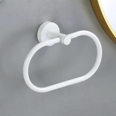 Imagem de Conjunto de acessórios para banheiro em ouro branco, barra de toalha de aço inoxidável 304, porta-papel higiênico, gancho para roupão, conjunto de acessórios, branco, anel para toalha B