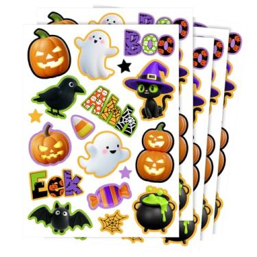 Imagem de Tenceur 360 adesivos fofos de Halloween para crianças, mini fantasma, abóbora, morcego, aranhas, adesivos para sala de aula, professores, recompensas, estudantes, decalque de Halloween em massa para