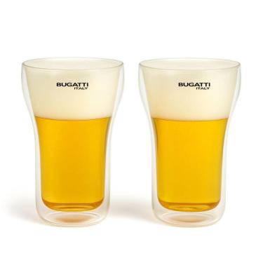 Imagem de Conjunto 2 Copos Parede Dupla Suco Drink 350ml Bugatti