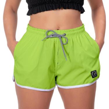 Imagem de Short Praia Premium Feminino Verde Liso Academia Fitness Caminhada Casual Esporte-Feminino