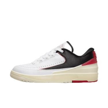 Imagem de Nike Tênis feminino Air Jordan 2 Low Black Satin (FD4849-106, branco/preto/leite de coco/vermelho universitário), Branco/preto/leite de coco/vermelho universitário, 38