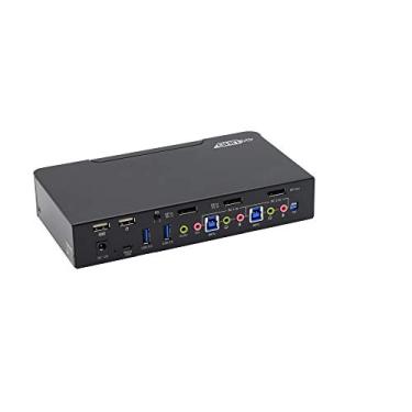Imagem de gofanco Interruptor KVM USB DisplayPort 1.2 com 2 portas Prophecy – 4K @60Hz 4:4:4, 21,6 Gbps, HDCP 1.3, teclado/mouse USB, hub USB 3.0, entrada de microfone, saída estéreo, teclas de atalho
