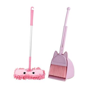 Imagem de Dynwave Conjunto de mini vassoura e pá de lixo para crianças, conjunto de limpeza infantil, brinquedo de casinha de brinquedo, brincadeira de faz de conta, Roxo