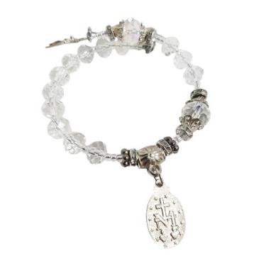 Imagem de Pulseira Consagração Terço dezena cristal medalha de Nossa Senhora Med
