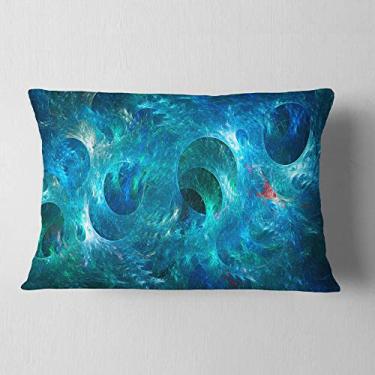 Imagem de Designart Blue Circles Fractal Textura abstrata para sala de estar, sofá, almofada de alta qualidade + capa de almofada impressa em ambos os lados 30,5 x 50,8 cm