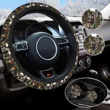 Imagem de Capa de volante com estampa de cogumelo, capa universal antiderrapante para roda de carro de 35 a 38 cm, acessórios fofos de carro para mulheres e homens