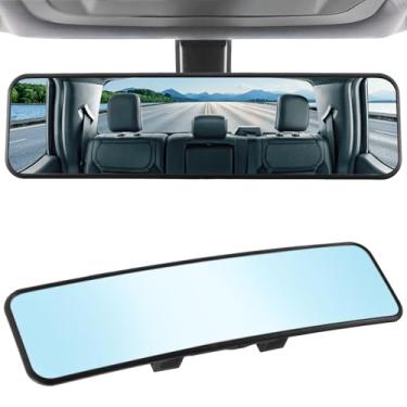 Imagem de LivTee Espelho retrovisor antirreflexo - Espelho panorâmico convexo curvado panorâmico amplo de 28 cm - Elimina o ponto cego e o brilho para carros, SUV, caminhões