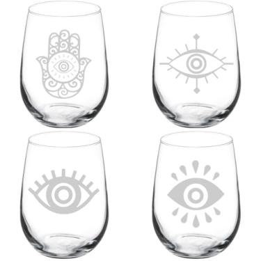 Imagem de MIP Conjunto de 4 taças de vinho presente coleção olho turco (sem haste de 500 ml)